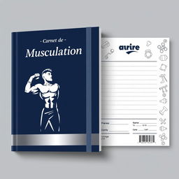 A professional front and back cover design for a "Workout Journal" in A4 landscape format, ideal for printing