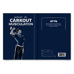 A professional front and back cover design for a "Workout Journal" in A4 landscape format, ideal for printing