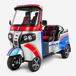 A unique body modification of an ape super diesel tuk-tuk, showcasing sporty features with a sleek design