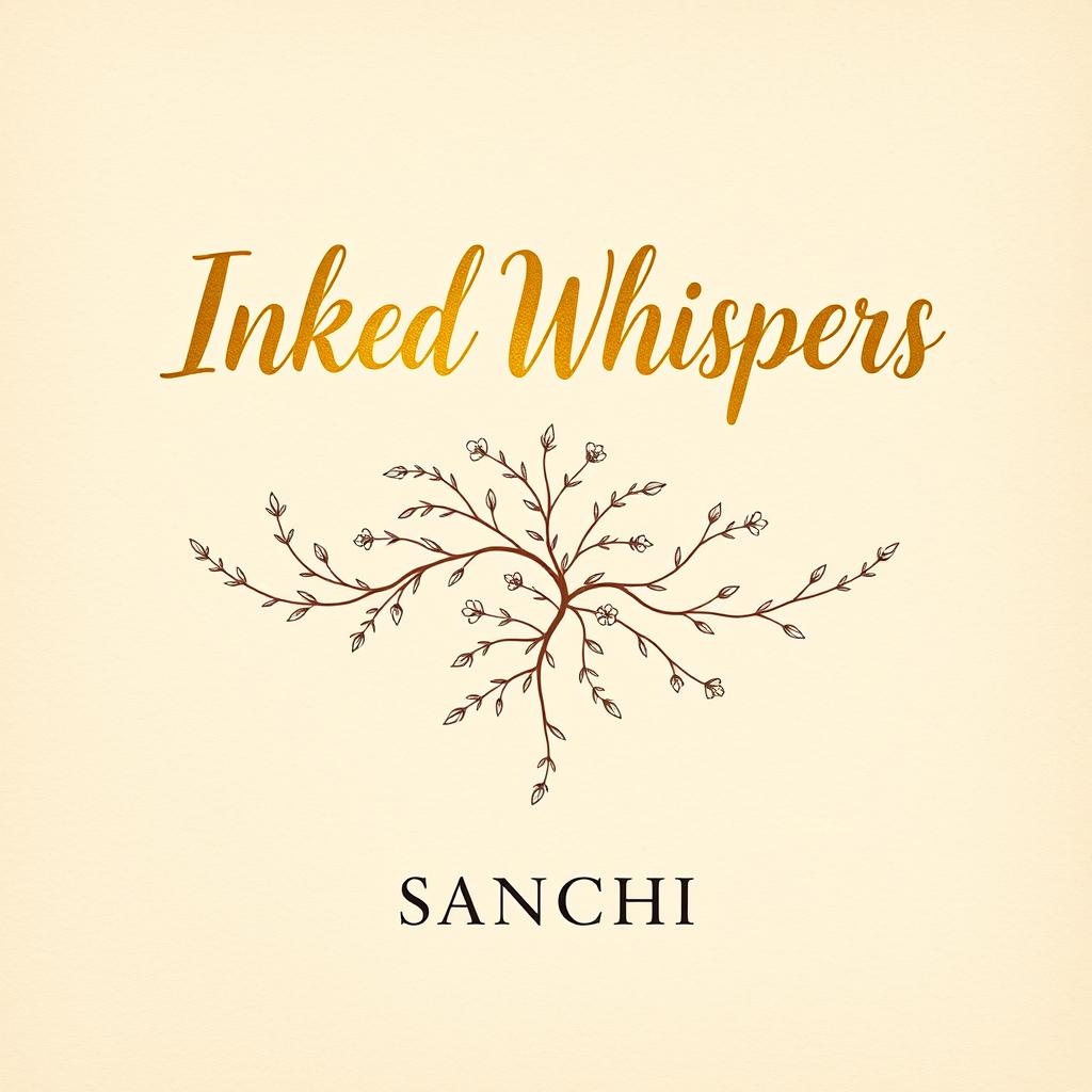 A beautiful image featuring the title 'Inked Whispers' in bold golden calligraphy font