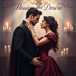 A captivating cover design for a costume erotic love novel titled 'Passion and Desire'