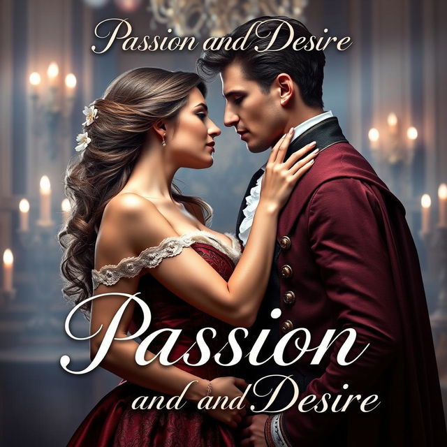 A captivating cover design for a costume erotic love novel titled 'Passion and Desire'