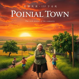 A movie poster design reflecting the identity of a provincial town, showcasing the rich stories of the community