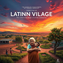 A movie poster design reflecting the identity of a Latin American village, capturing the diverse stories of the community