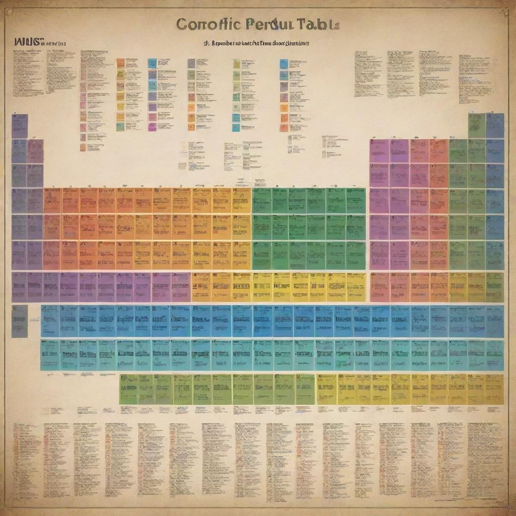 An educational and visually appealing infographic of a complete periodic table, brilliantly color-coded to highlight the different types of elements. The atomic numbers, symbols, and names are clearly visible.