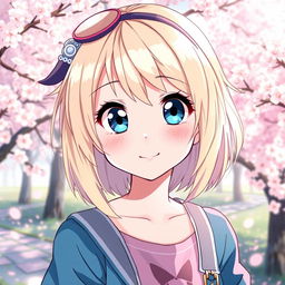 A beautiful girl with light blonde hair, depicted in a vibrant and colorful anime style