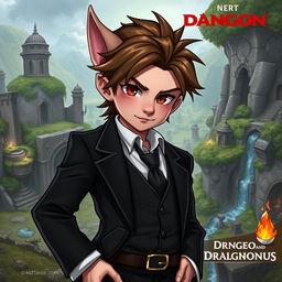 A male gnome character from Dungeons & Dragons, dressed in a tailored black suit, exuding a mix of charm and mystique