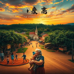 A vibrant movie poster reflecting the identity of a rural community, showcasing the warmth and stories of the village