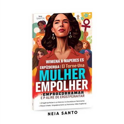 Cover design for the book 'Torne-se Uma Mulher Empoderada e Pare de Procastinar' by Neia Santos, featuring a powerful and inspiring composition