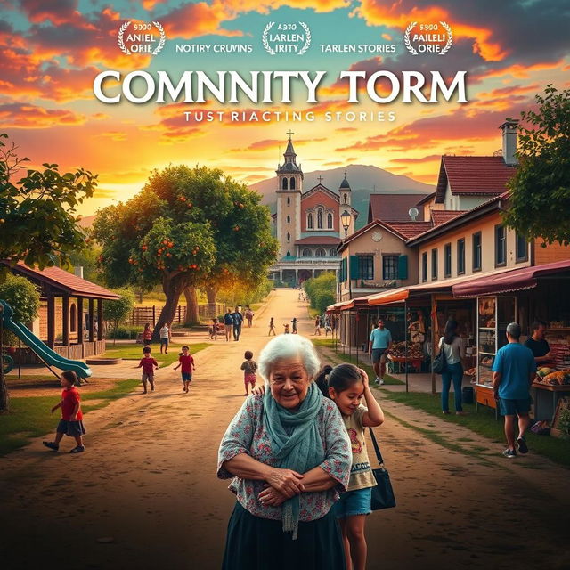 A vibrant movie poster reflecting the identity of a provincial town showcasing community stories