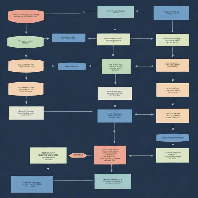 Generate an image of a flowchart, representing a known decision scenario with calculated consequences and probabilities. The flowchart splits into various paths, each marked with different outcomes and their corresponding probabilities.