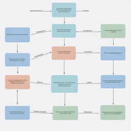 Generate an image of a flowchart, representing a known decision scenario with calculated consequences and probabilities. The flowchart splits into various paths, each marked with different outcomes and their corresponding probabilities.