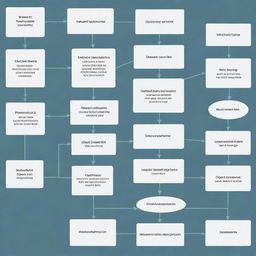 Generate an image of a flowchart, representing a known decision scenario with calculated consequences and probabilities. The flowchart splits into various paths, each marked with different outcomes and their corresponding probabilities.
