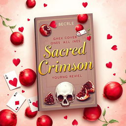 Book cover design for a Young Adult novel titled 'Sacred Crimson'