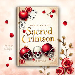 Book cover design for a Young Adult novel titled 'Sacred Crimson'