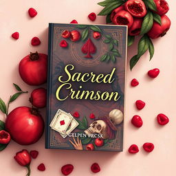 Book cover design for a Young Adult novel titled 'Sacred Crimson'