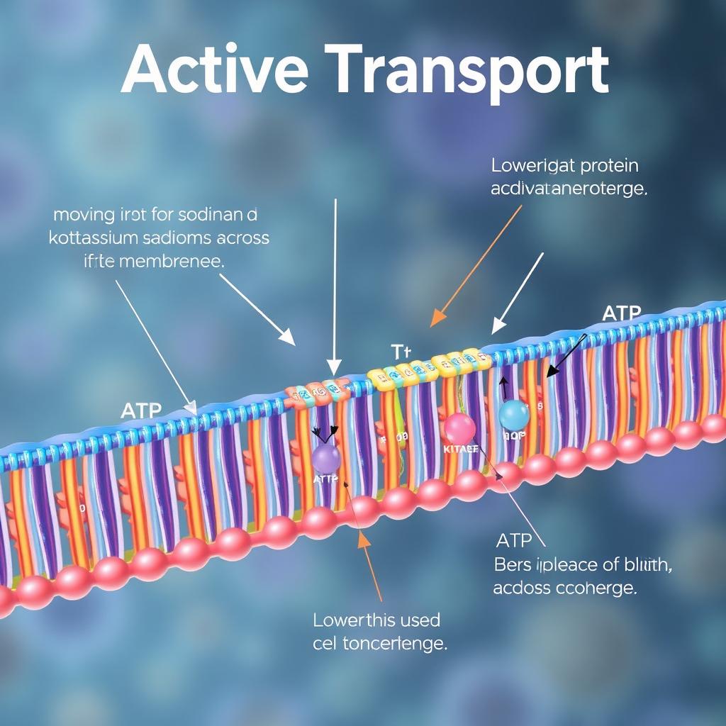 An educational illustration depicting active transport in a cell membrane