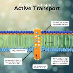 An educational illustration depicting active transport in a cell membrane