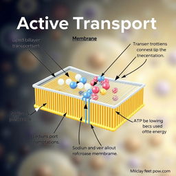 An educational illustration depicting active transport in a cell membrane