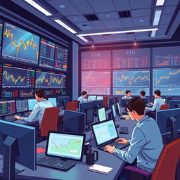 An illustrative representation of CFD (Contract for Difference) trading in a modern trading environment