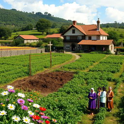 A realistic image capturing the essence of the first Rural Hotel in a charming village setting, known as Hotel Rural da Nossa Senhora do Ouro