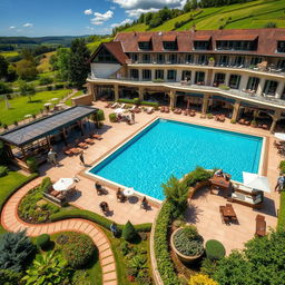 A stunning five-star hotel nestled in a picturesque rural setting