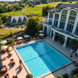 A stunning five-star hotel nestled in a picturesque rural setting