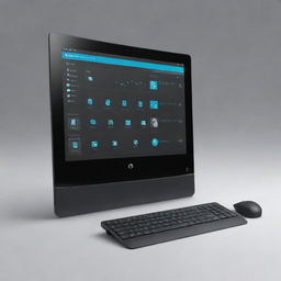 A sleek and modern user interface for a HP computer system featuring detailed icons and easy-to-navigate menus.