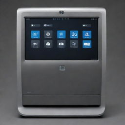 A sleek and modern user interface for a HP computer system featuring detailed icons and easy-to-navigate menus.