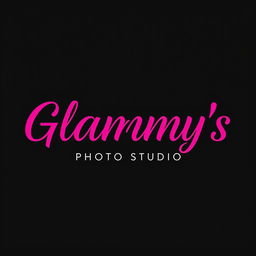 The phrase 'Glammy's Photo Studio' beautifully designed in bold, vibrant pink lettering against a sleek and elegant black background