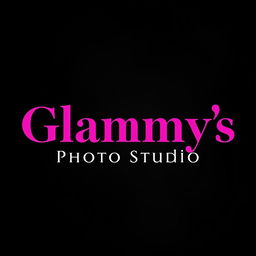 The phrase 'Glammy's Photo Studio' beautifully designed in bold, vibrant pink lettering against a sleek and elegant black background