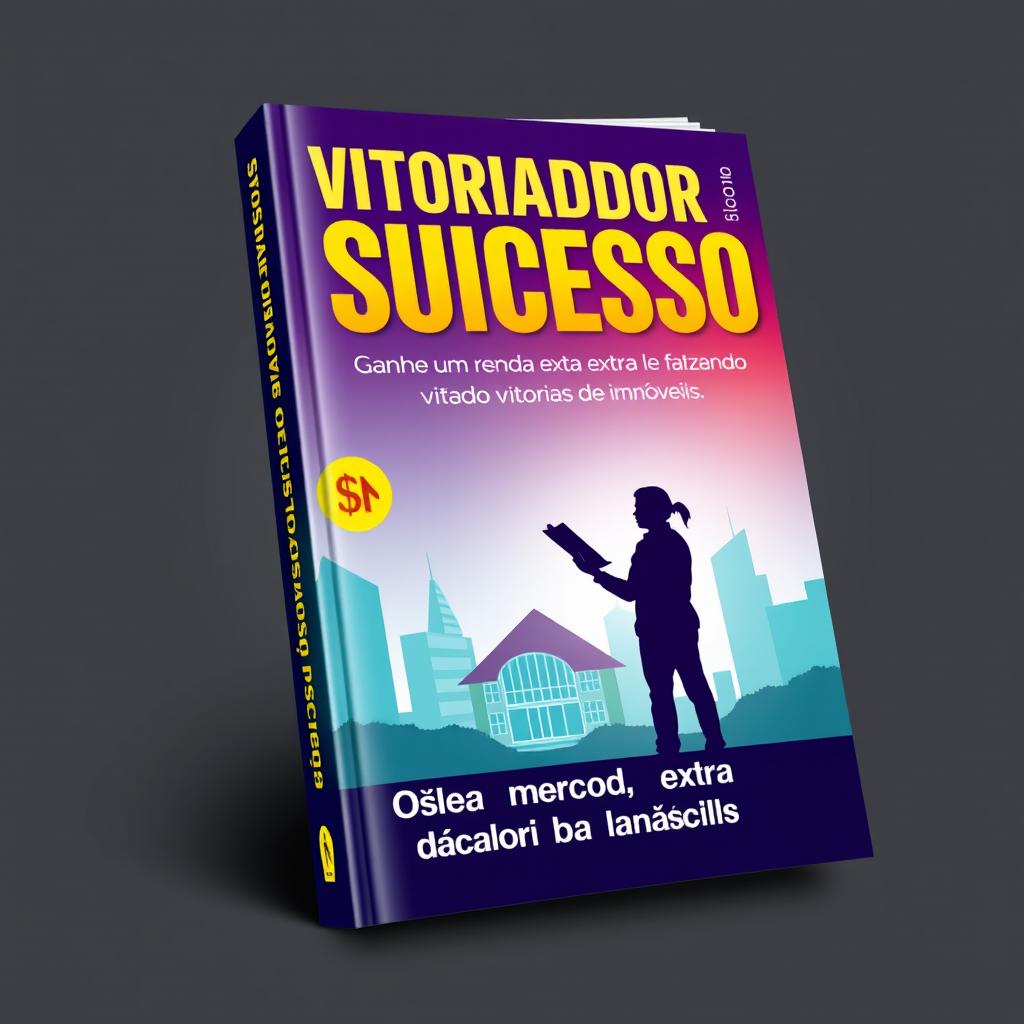 A striking book cover for the title 'Vistoriador de Sucesso', featuring a modern urban backdrop with a silhouette of a person holding a clipboard, inspecting a beautiful property