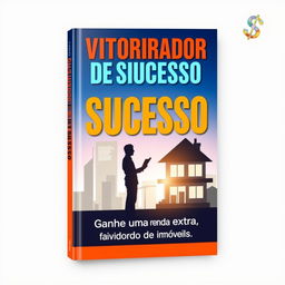 A striking book cover for the title 'Vistoriador de Sucesso', featuring a modern urban backdrop with a silhouette of a person holding a clipboard, inspecting a beautiful property