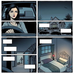 A comic strip composed of 4 panels arranged to fill an entire A4 page, depicting the story of Bella from 'Twilight