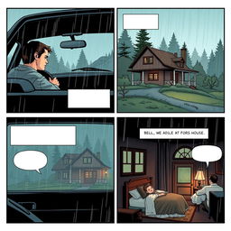 A comic strip featuring 4 panels arranged to fill an entire A4 page, telling the story of Bella in 'Twilight