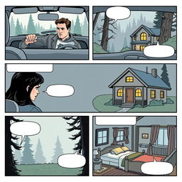 A comic strip featuring 4 panels arranged to fill an entire A4 page, telling the story of Bella in 'Twilight