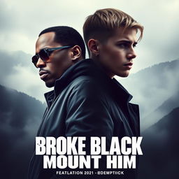 A dramatic movie poster for a fictional film titled 'Broke Black Mount Him' featuring P Diddy and Justin Bieber