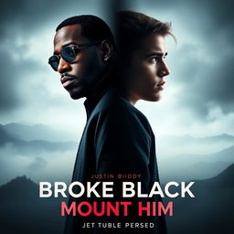 A dramatic movie poster for a fictional film titled 'Broke Black Mount Him' featuring P Diddy and Justin Bieber