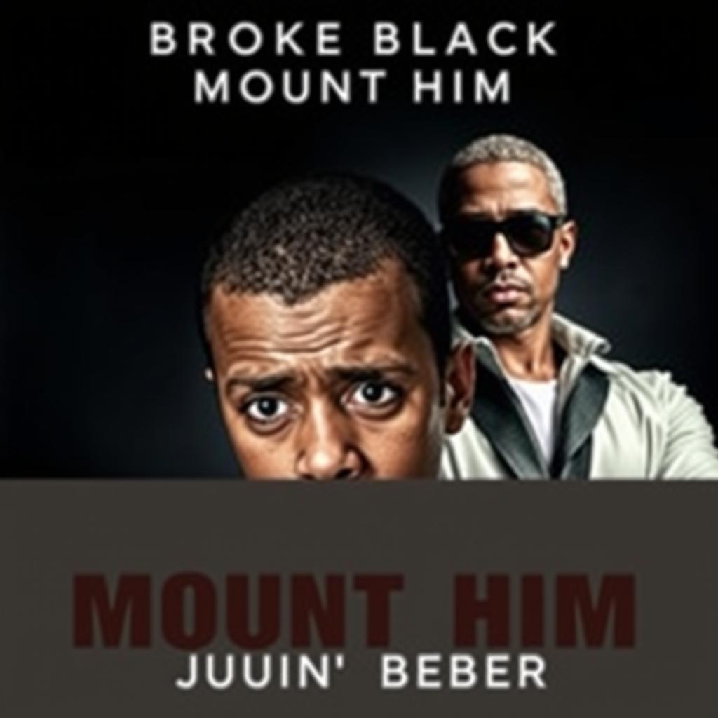 A dramatic movie poster for 'Broke Black Mount Him', featuring rapper P Diddy and pop star Justin Bieber