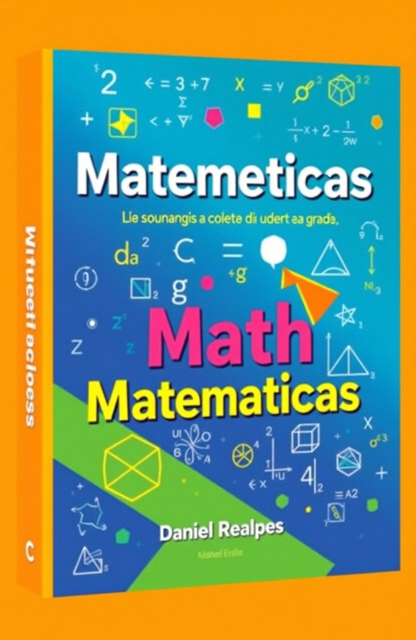 A visually engaging and vibrant cover design for a math book titled 'Matematicas'