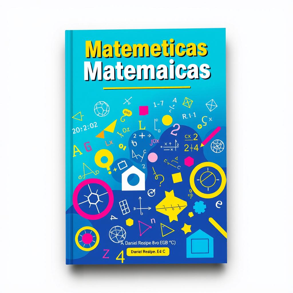 A visually engaging and vibrant cover design for a math book titled 'Matematicas'