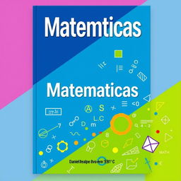 A visually engaging and vibrant cover design for a math book titled 'Matematicas'