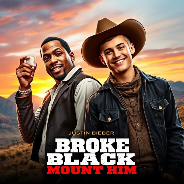 A movie poster for a western film titled 'Broke Black Mount Him'