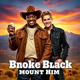 A movie poster for a western film titled 'Broke Black Mount Him'