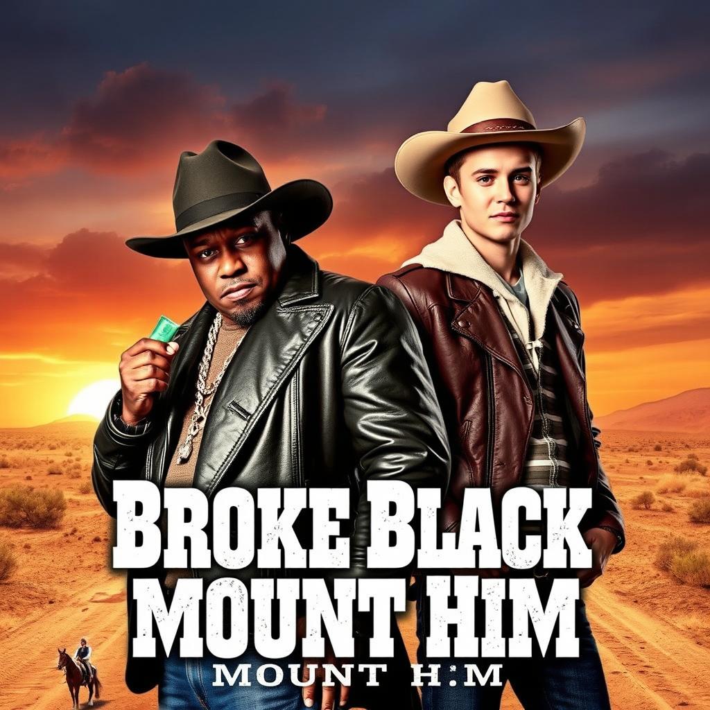 A movie poster for a western film titled 'Broke Black Mount Him'