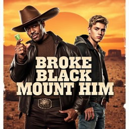 A movie poster for a western film titled 'Broke Black Mount Him'