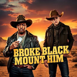 A movie poster for a western film titled 'Broke Black Mount Him'