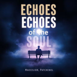 A book cover design titled "Echoes of the Soul" in bold luminous white lettering against a deep blue and purple dreamy background, symbolizing profound feelings