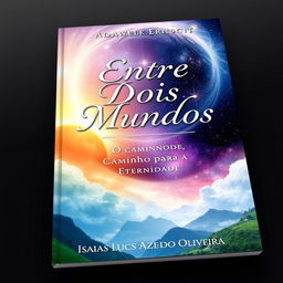 A beautiful book cover design featuring an ethereal landscape that represents the theme of dual worlds, such as a serene natural scene transitioning into a cosmic backdrop