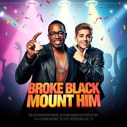 A lively and vibrant movie poster for a party movie titled 'Broke Black Mount Him'